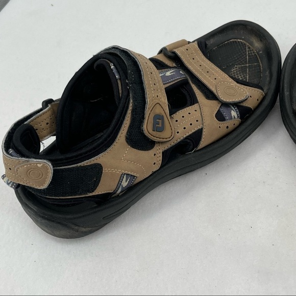 FOOTJOY Mens Golf Sandals Dark Taupe/Black with blue accents size: 9 - Picture 4 of 10